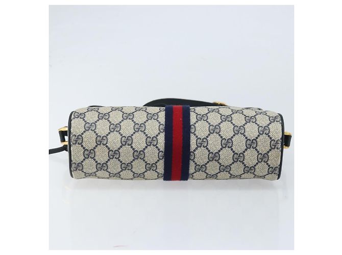 GUCCI GG Supreme Sherry Line Shoulder Bag PVC Navy Gold 56 02 005 Auth ARZ102 Golden Navy blue - view 5
