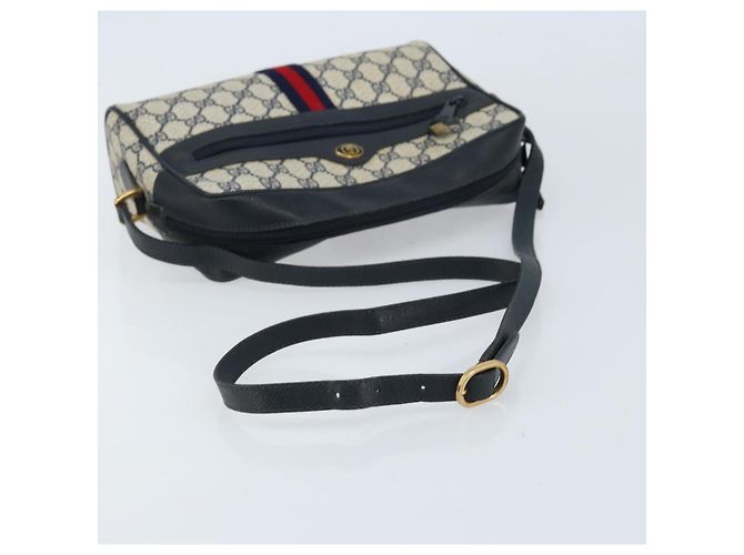 GUCCI GG Supreme Sherry Line Shoulder Bag PVC Navy Gold 56 02 005 Auth ARZ102 Golden Navy blue - view 7