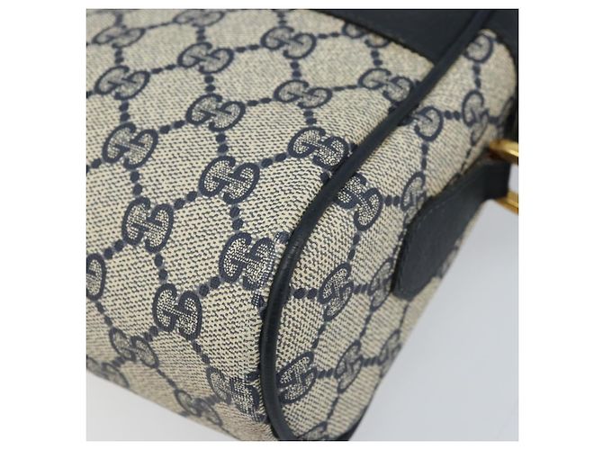 GUCCI GG Supreme Sherry Line Shoulder Bag PVC Navy Gold 56 02 005 Auth ARZ102 Golden Navy blue - view 9