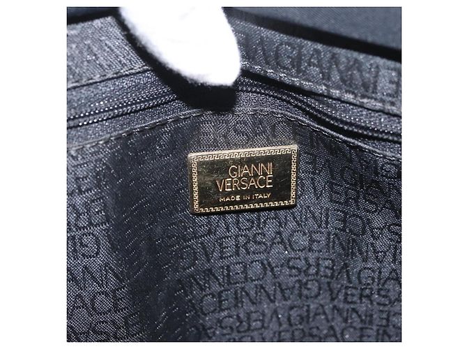 Borsa a mano Gianni Versace in nylon nero e oro Auth bs33883 D'oro - vista 12