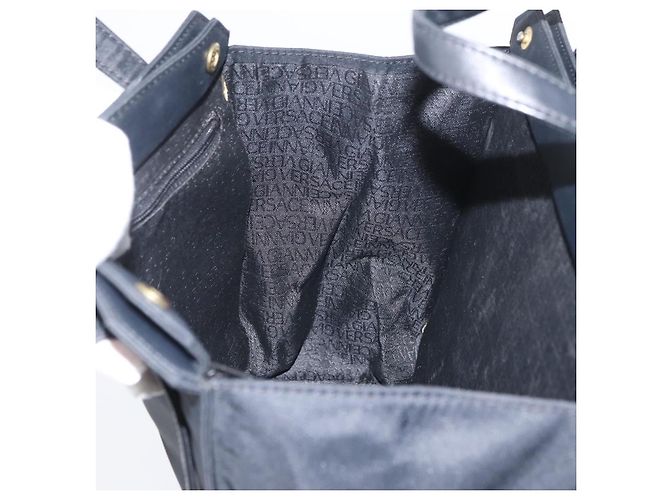 Borsa a mano Gianni Versace in nylon nero e oro Auth bs33883 D'oro - vista 18