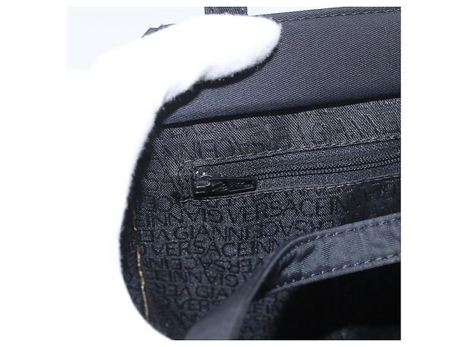 Borsa a mano Gianni Versace in nylon nero e oro Auth bs33883 D'oro - vista 20
