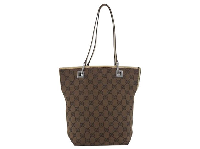Borsa Tote GG Canvas Sherry Line Gucci Marrone Argento 31244 Auth BSZ281 - vista 13