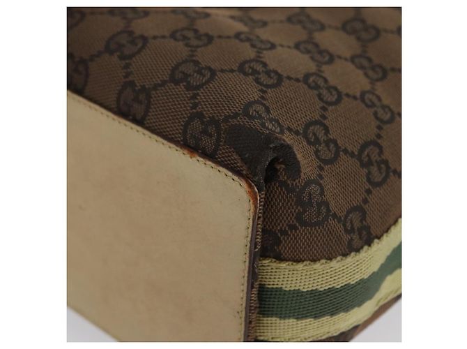 Borsa Tote GG Canvas Sherry Line Gucci Marrone Argento 31244 Auth BSZ281 - vista 14