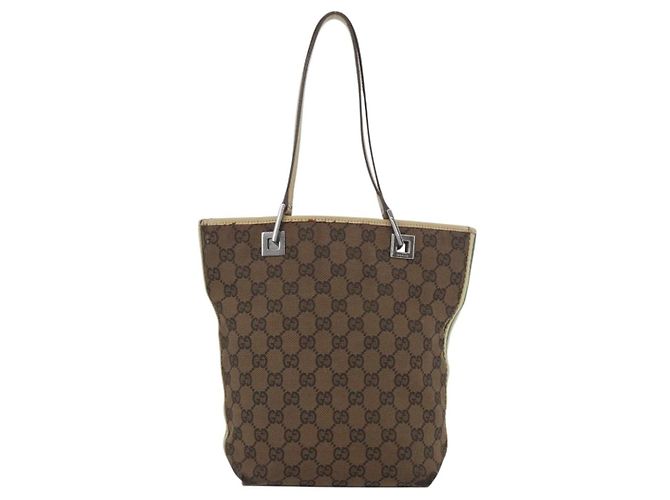 Borsa Tote GG Canvas Sherry Line Gucci Marrone Argento 31244 Auth BSZ281 - vista 2