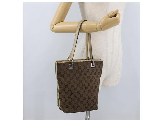Borsa Tote GG Canvas Sherry Line Gucci Marrone Argento 31244 Auth BSZ281 - vista 23