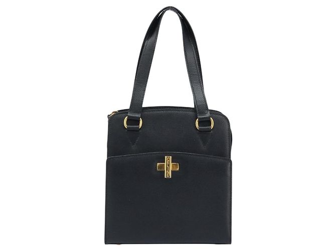 Céline Borsa a mano CELINE in pelle nera e oro Auth ARZ426A Nero D'oro - vista 13