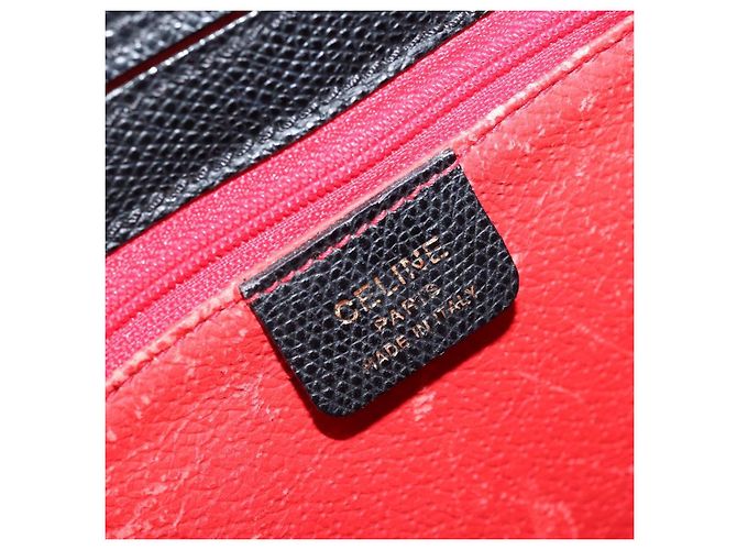 Céline Borsa a mano CELINE in pelle nera e oro Auth ARZ426A Nero D'oro - vista 18