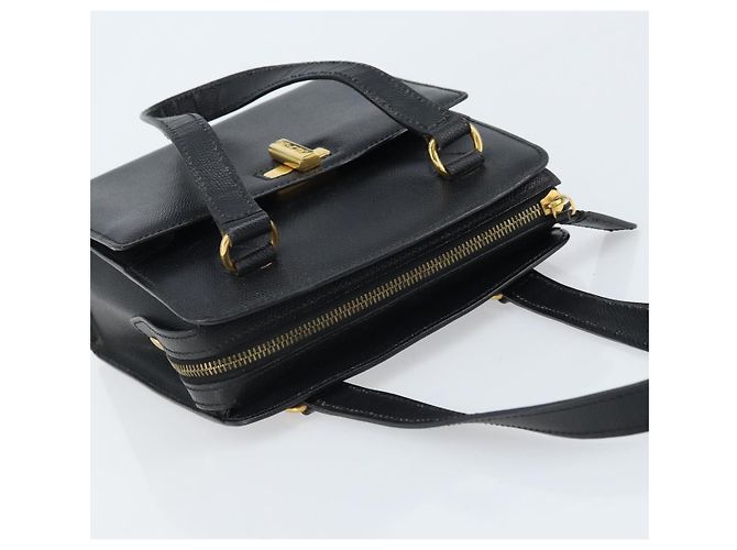 Céline Borsa a mano CELINE in pelle nera e oro Auth ARZ426A Nero D'oro - vista 6