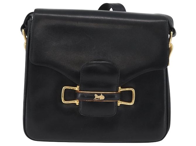 Borsa a Spalla CÉLINE Carrozza in Pelle Nera e Oro Auth SW1908 Nero D'oro - vista 13