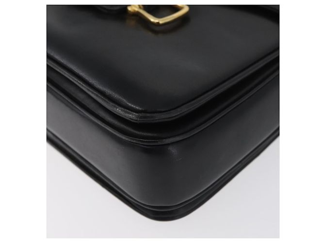 Borsa a Spalla CÉLINE Carrozza in Pelle Nera e Oro Auth SW1908 Nero D'oro - vista 14