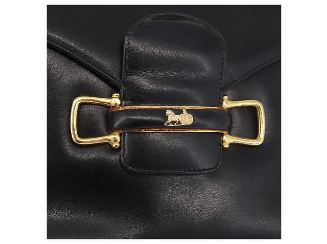 Borsa a Spalla CÉLINE Carrozza in Pelle Nera e Oro Auth SW1908 Nero D'oro - vista 17