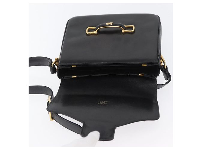 Borsa a Spalla CÉLINE Carrozza in Pelle Nera e Oro Auth SW1908 Nero D'oro - vista 18