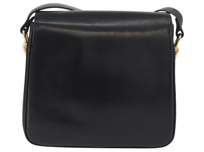 Borsa a Spalla CÉLINE Carrozza in Pelle Nera e Oro Auth SW1908 Nero D'oro - vista 2
