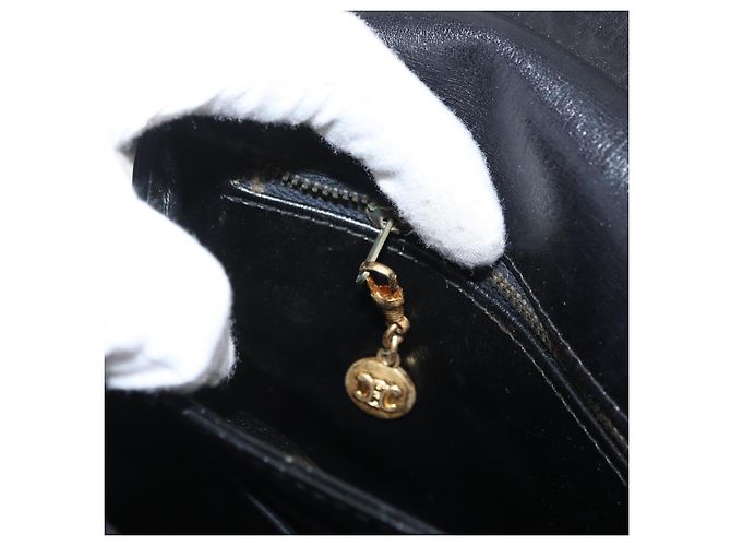 Borsa a Spalla CÉLINE Carrozza in Pelle Nera e Oro Auth SW1908 Nero D'oro - vista 22