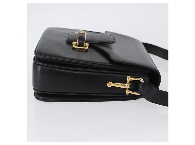Borsa a Spalla CÉLINE Carrozza in Pelle Nera e Oro Auth SW1908 Nero D'oro - vista 3