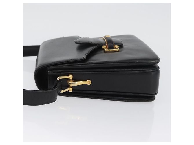 Borsa a Spalla CÉLINE Carrozza in Pelle Nera e Oro Auth SW1908 Nero D'oro - vista 4