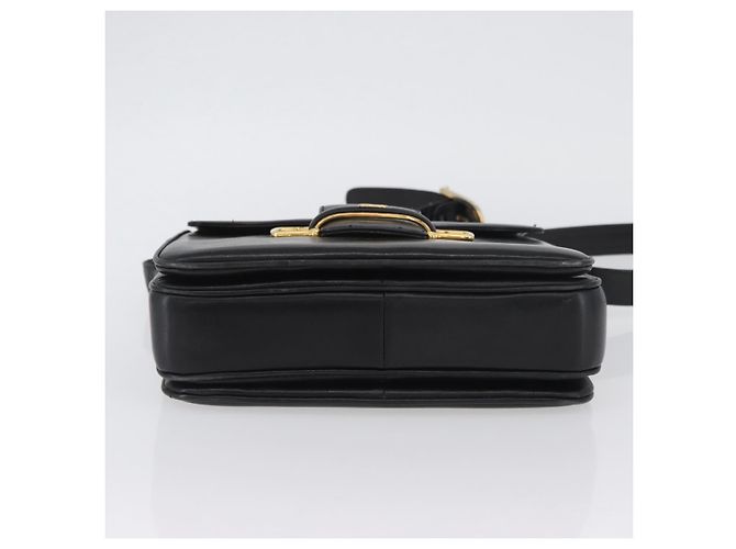 Borsa a Spalla CÉLINE Carrozza in Pelle Nera e Oro Auth SW1908 Nero D'oro - vista 5