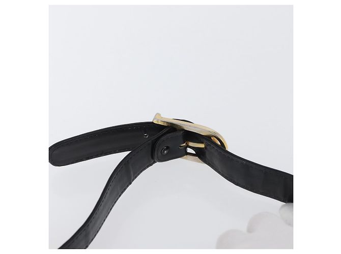 Borsa a Spalla CÉLINE Carrozza in Pelle Nera e Oro Auth SW1908 Nero D'oro - vista 8