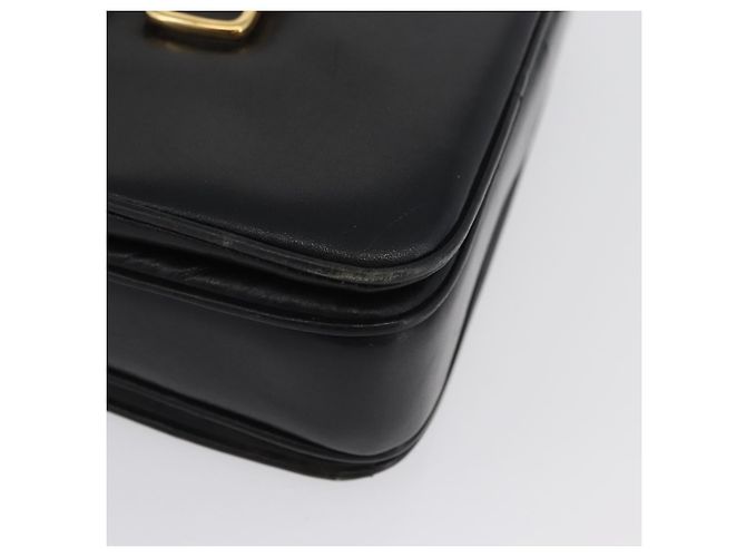 Borsa a Spalla CÉLINE Carrozza in Pelle Nera e Oro Auth SW1908 Nero D'oro - vista 9