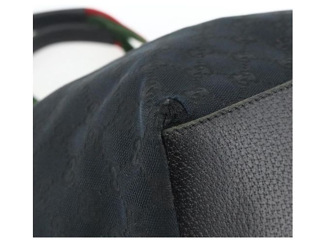 Borsa a Mano Gucci GG Canvas Sherry Line Nera 131230 Auth BSZ247 Nero - vista 14