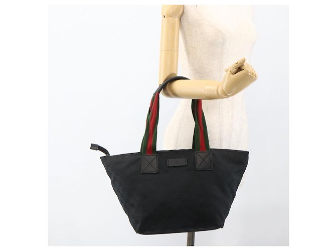 Borsa a Mano Gucci GG Canvas Sherry Line Nera 131230 Auth BSZ247 Nero - vista 23