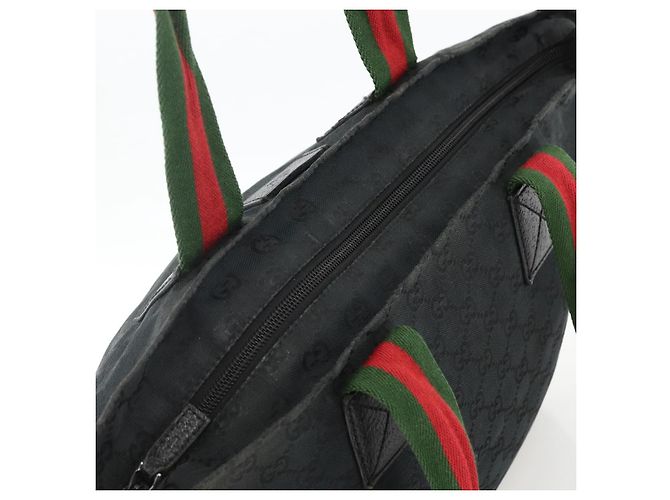 Borsa a Mano Gucci GG Canvas Sherry Line Nera 131230 Auth BSZ247 Nero - vista 6