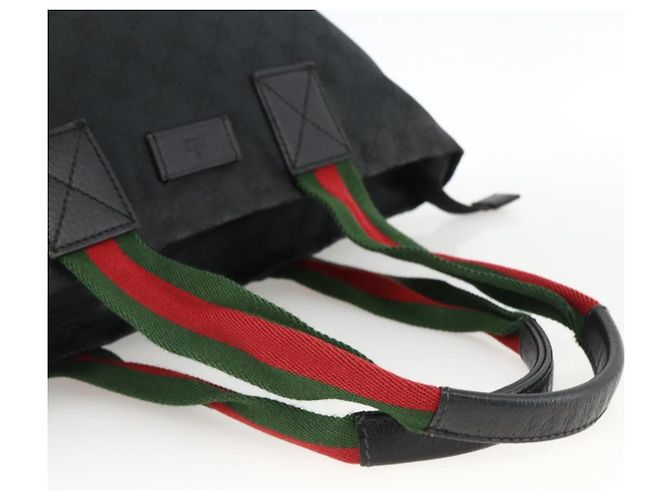 Borsa a Mano Gucci GG Canvas Sherry Line Nera 131230 Auth BSZ247 Nero - vista 7