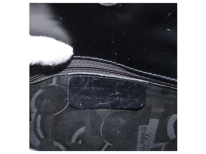 Borsa a Spalla Gancini in Pelle Nera e Argento Salvatore Ferragamo Auth 173384 Nero - vista 12