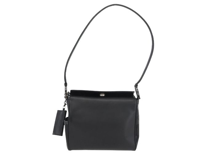Borsa a Spalla Gancini in Pelle Nera e Argento Salvatore Ferragamo Auth 173384 Nero - vista 13