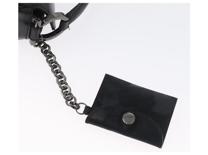 Borsa a Spalla Gancini in Pelle Nera e Argento Salvatore Ferragamo Auth 173384 Nero - vista 18