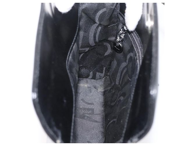 Borsa a Spalla Gancini in Pelle Nera e Argento Salvatore Ferragamo Auth 173384 Nero - vista 20