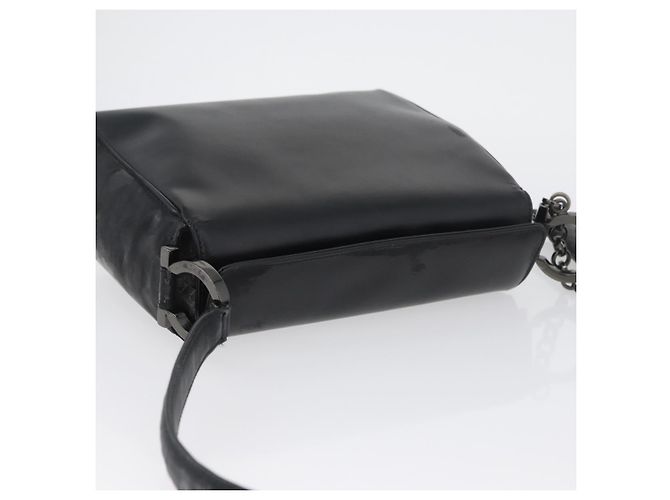 Borsa a Spalla Gancini in Pelle Nera e Argento Salvatore Ferragamo Auth 173384 Nero - vista 7