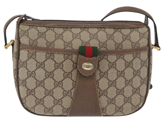 Gucci Borsa GG Supreme Web Sherry Line in PVC beige e oro 14 02 032 Auth bs33886 D'oro - vista 13