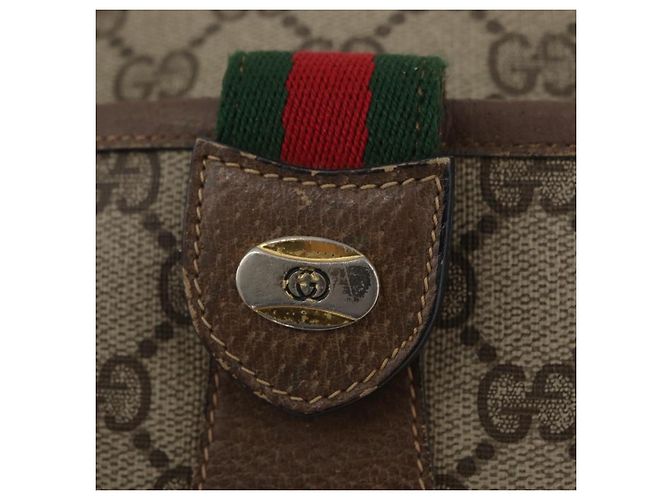 Gucci Borsa GG Supreme Web Sherry Line in PVC beige e oro 14 02 032 Auth bs33886 D'oro - vista 18