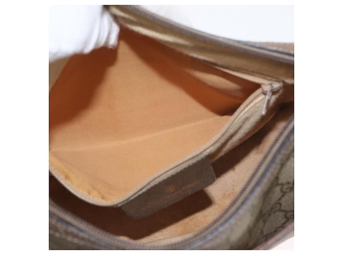 Gucci Borsa GG Supreme Web Sherry Line in PVC beige e oro 14 02 032 Auth bs33886 D'oro - vista 23