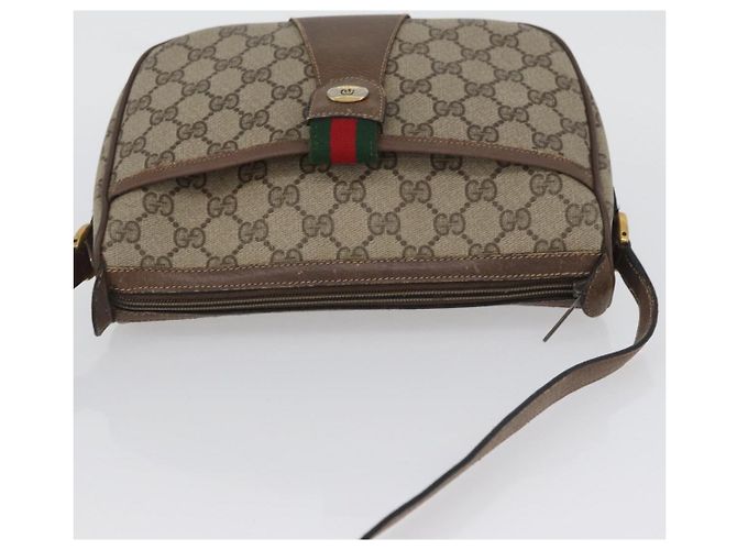 Gucci Borsa GG Supreme Web Sherry Line in PVC beige e oro 14 02 032 Auth bs33886 D'oro - vista 6