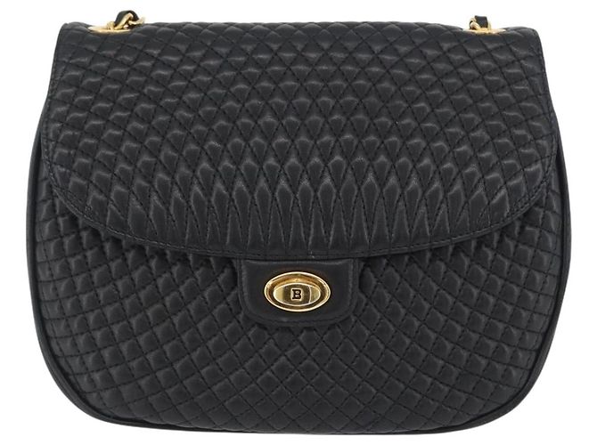 BALLY Borsa a Spalla Trapuntata con Catena Pelle Nera Oro Auth 173712 Nero D'oro - vista 13