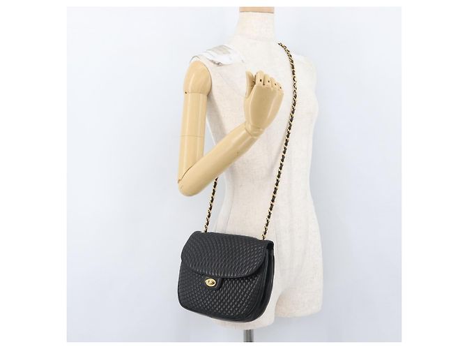 BALLY Borsa a Spalla Trapuntata con Catena Pelle Nera Oro Auth 173712 Nero D'oro - vista 21