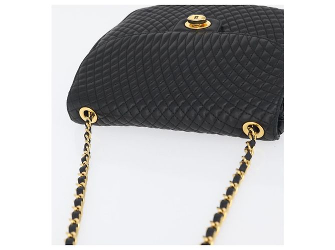 BALLY Borsa a Spalla Trapuntata con Catena Pelle Nera Oro Auth 173712 Nero D'oro - vista 6
