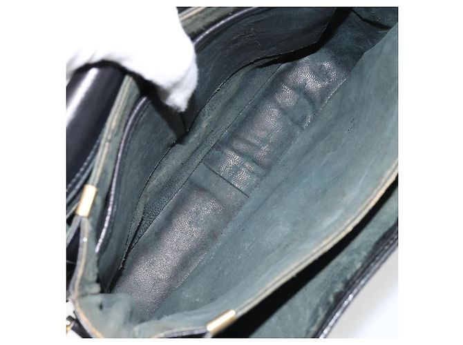 Bolso de hombro CÉLINE Carroza de cuero negro y dorado Auth ARZ121 - vista 11