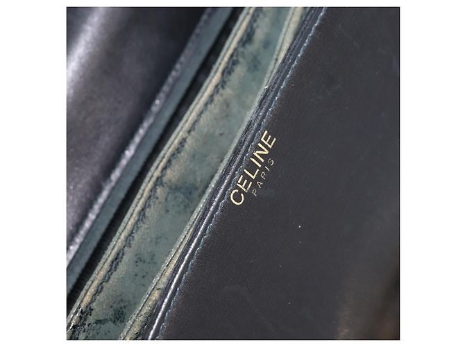 Bolso de hombro CÉLINE Carroza de cuero negro y dorado Auth ARZ121 - vista 18