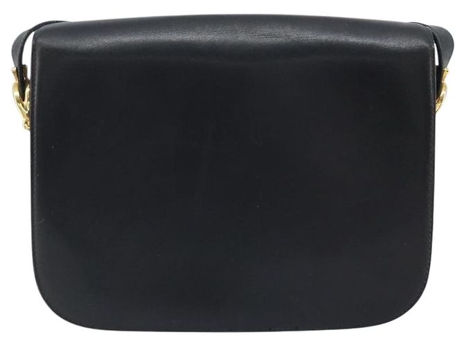 Bolso de hombro CÉLINE Carroza de cuero negro y dorado Auth ARZ121 - vista 2