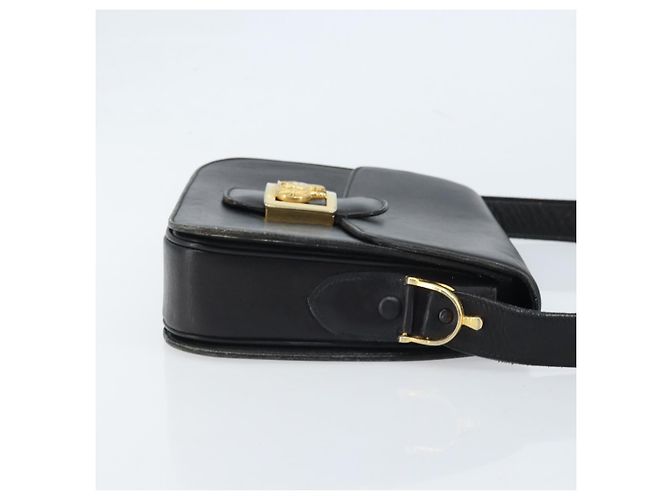Bolso de hombro CÉLINE Carroza de cuero negro y dorado Auth ARZ121 - vista 3