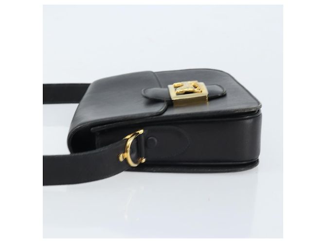 Bolso de hombro CÉLINE Carroza de cuero negro y dorado Auth ARZ121 - vista 4