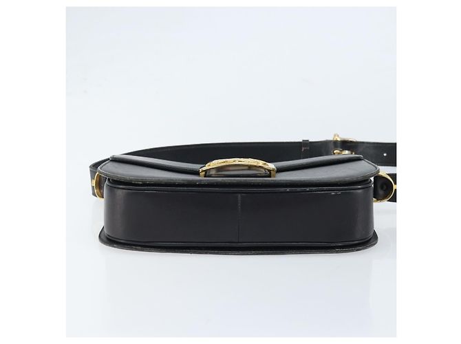 Bolso de hombro CÉLINE Carroza de cuero negro y dorado Auth ARZ121 - vista 5