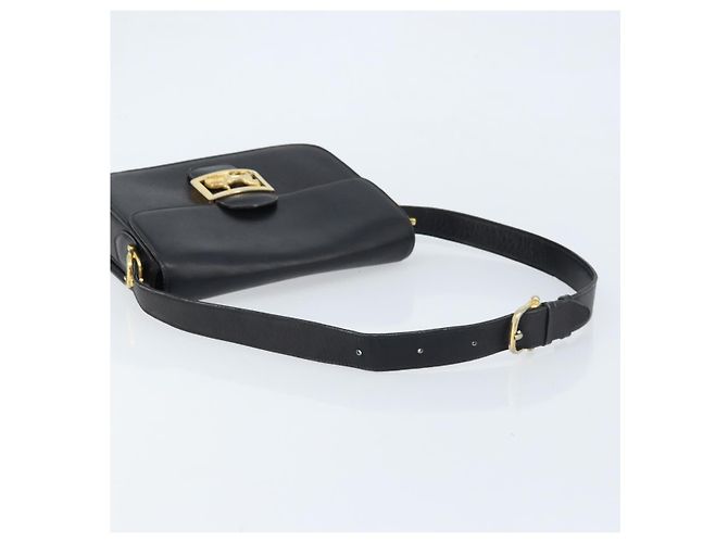 Bolso de hombro CÉLINE Carroza de cuero negro y dorado Auth ARZ121 - vista 7