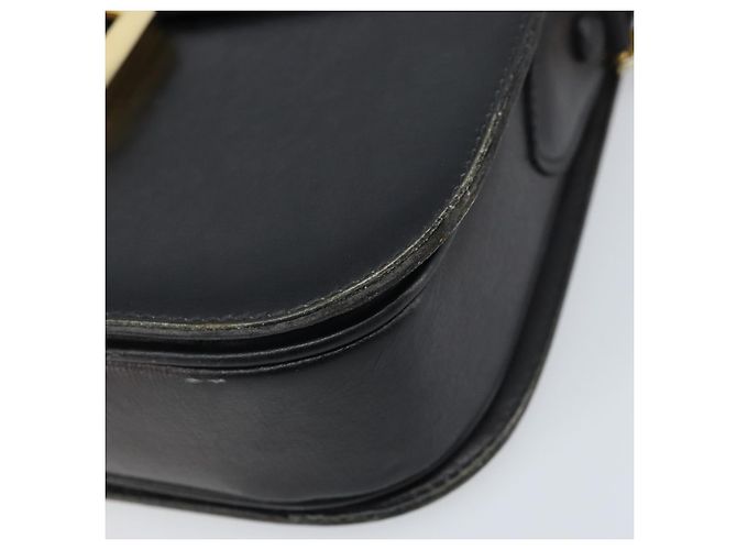 Bolso de hombro CÉLINE Carroza de cuero negro y dorado Auth ARZ121 - vista 9