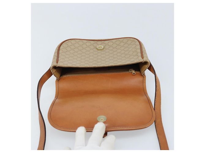 Céline CELINE Macadam Canvas Schultertasche PVC Beige Gold Auth 174598 Golden - Ansicht 10