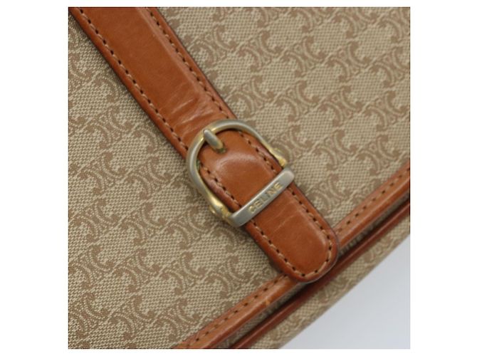 Céline CELINE Macadam Canvas Schultertasche PVC Beige Gold Auth 174598 Golden - Ansicht 17